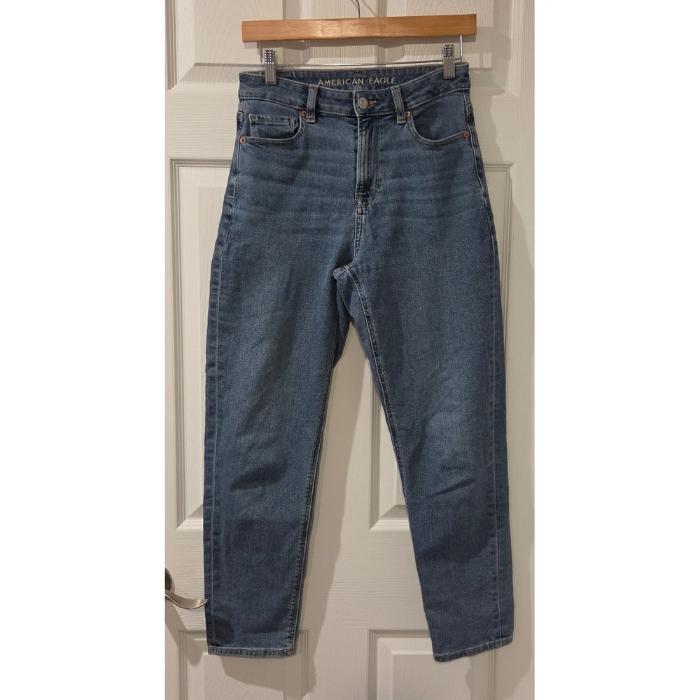 American Eagle Mom Jeans Womens 4 Stretch High‎ Rise Medium Wash Denim